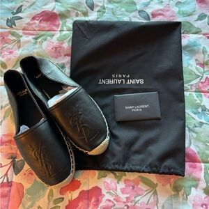 Saint Laurent Black Leather Slip-Ons